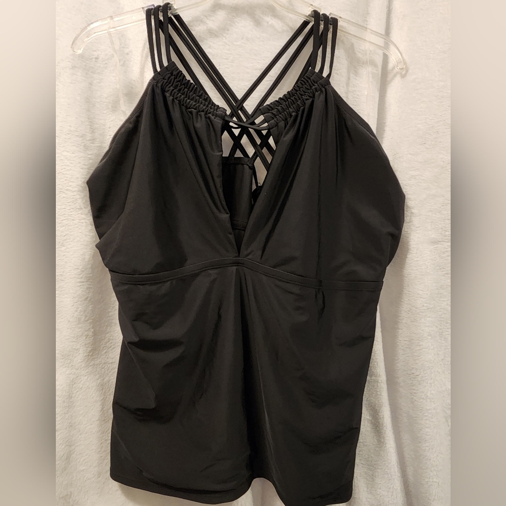 NWT Sexy Tankini Top • Empire Waist Design • Crisscross Straps • Deep V-Neck